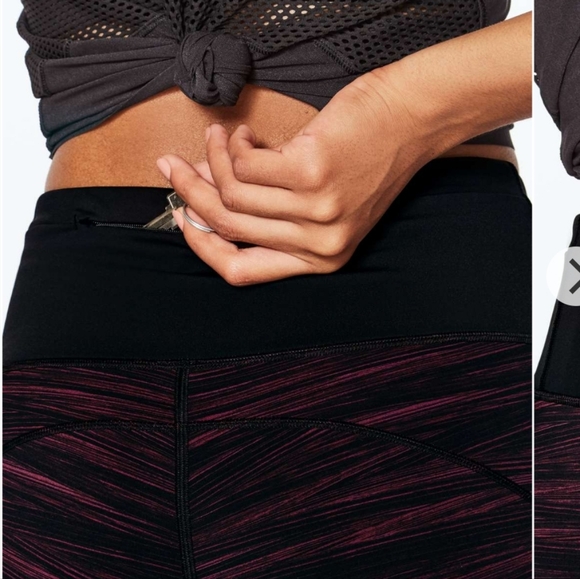 Lululemon Run The Day Crop 17" Size 4 Blush Berry /Black - Picture 4 of 11